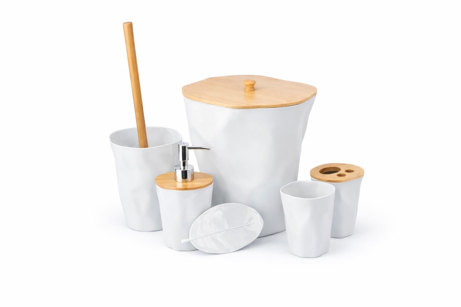 6-Piece Bamboo Bathroom Accessories Set - Image 5