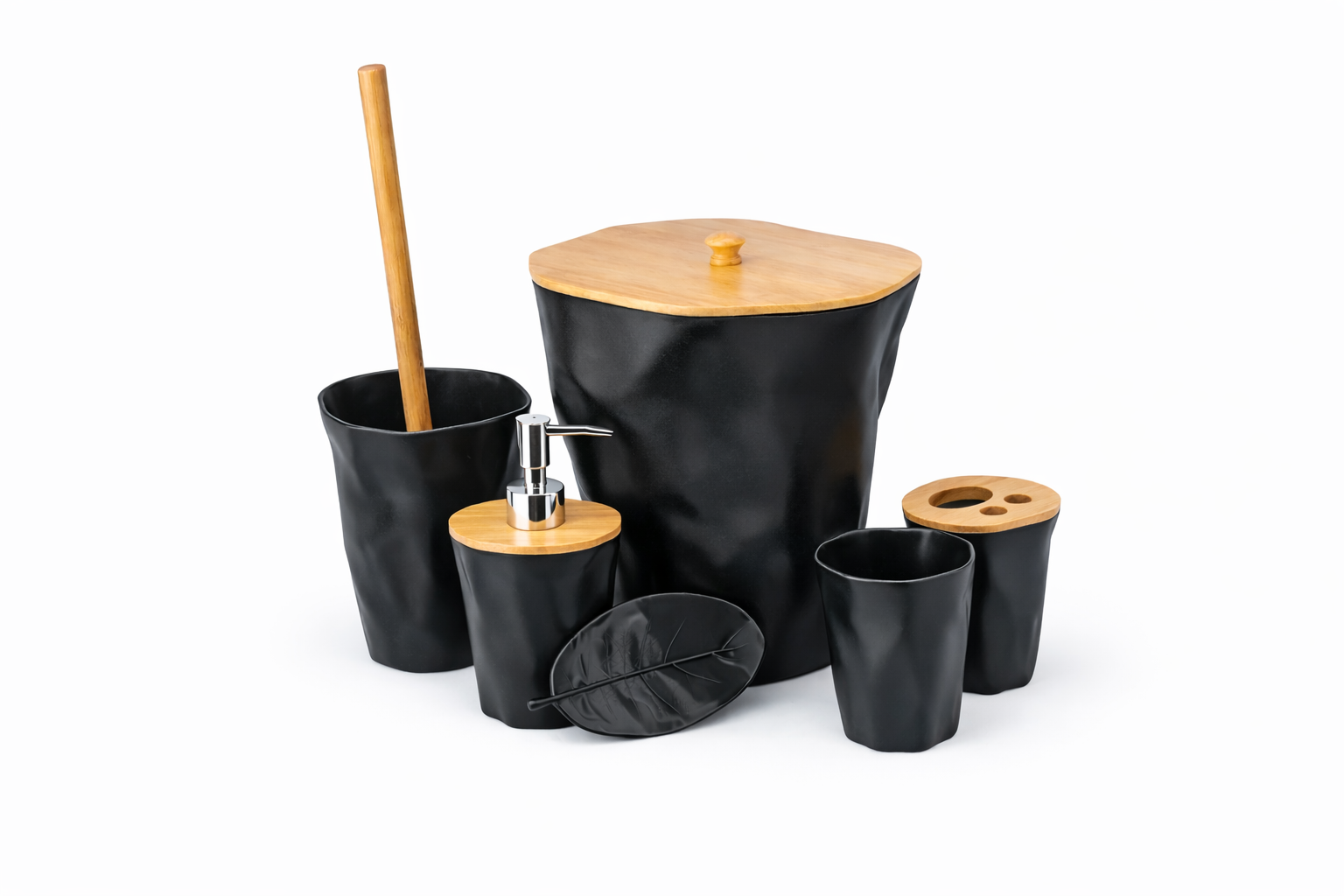 6-Piece Bamboo Bathroom Accessories Set - Image 6