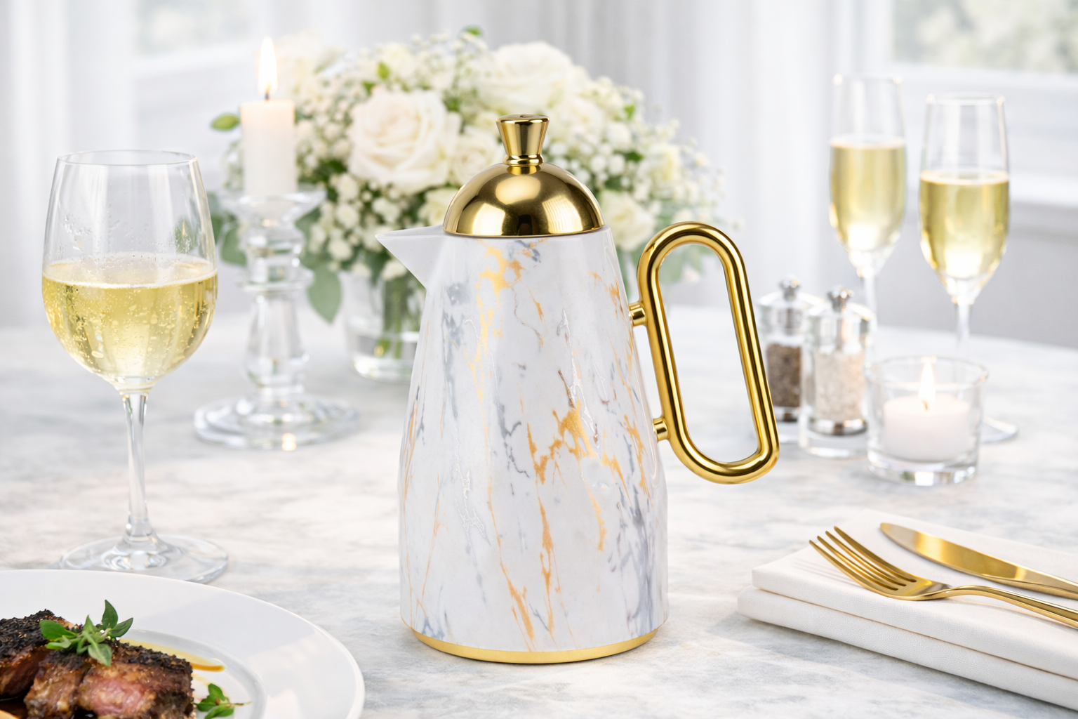 Modern Luxe Marble Vacuum Flask - Image 2