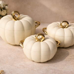 Elegant Pumpkin-Shaped Casserole 3 Piece Set with 6-Hours Long Lasting Heat Retainer