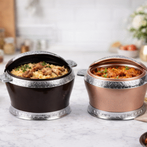 Luxury Food Warmer Set with Silver-Plated Spray Lacquer