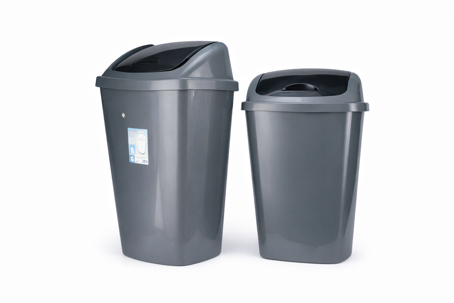 Heavy-duty Recycling Plastic Bin with Swing-Top Lid for Indoor/Outdoor Use