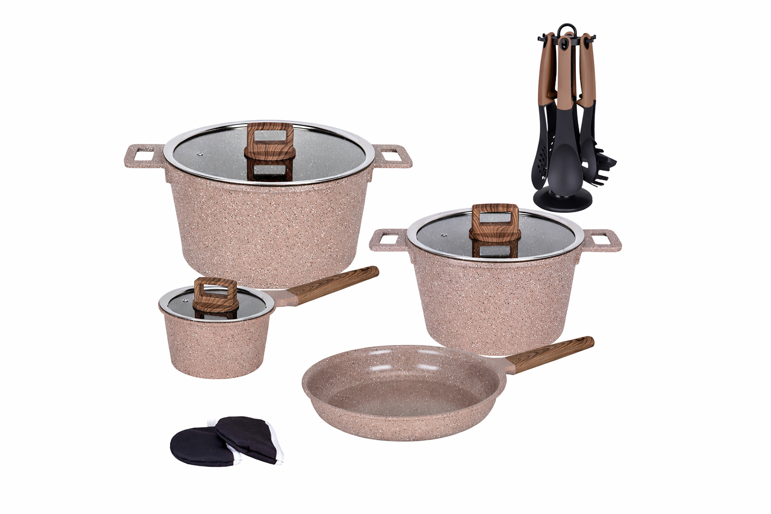 MGC Non-stick Kitchen Granite Aluminum Cookware (4set)