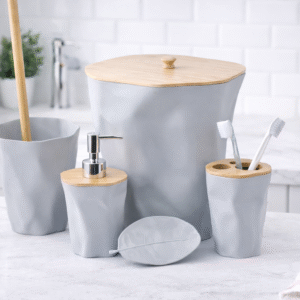 6-Piece  Bamboo Bathroom Accessories Set