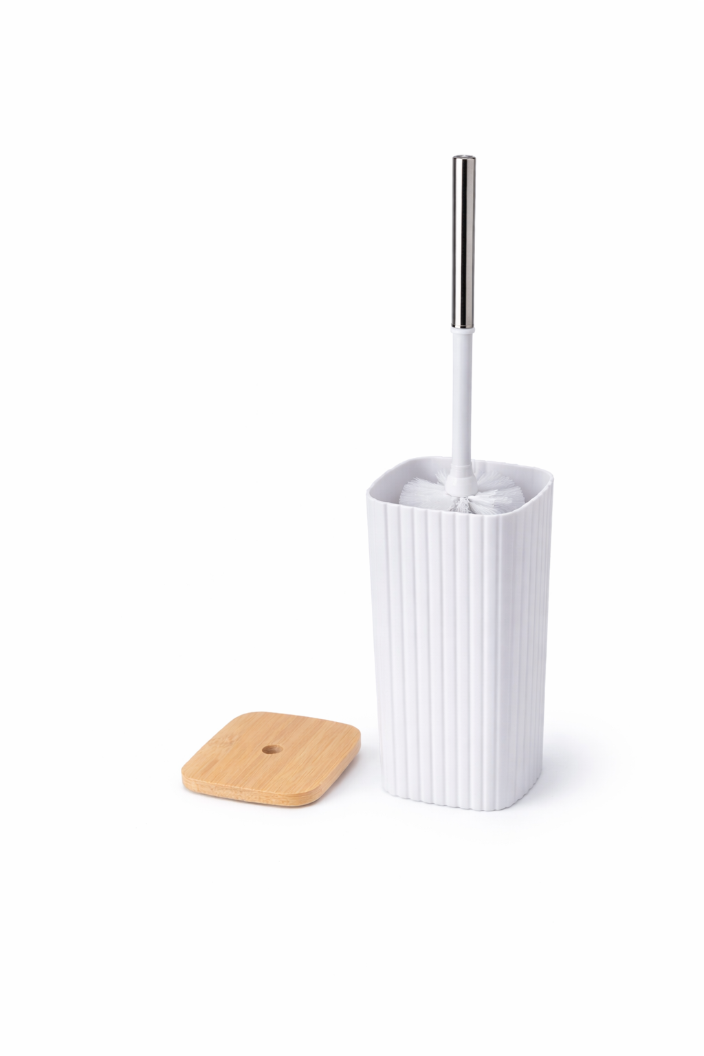 6-Piece White & Natural Bamboo Bathroom Accessory Set - Image 3