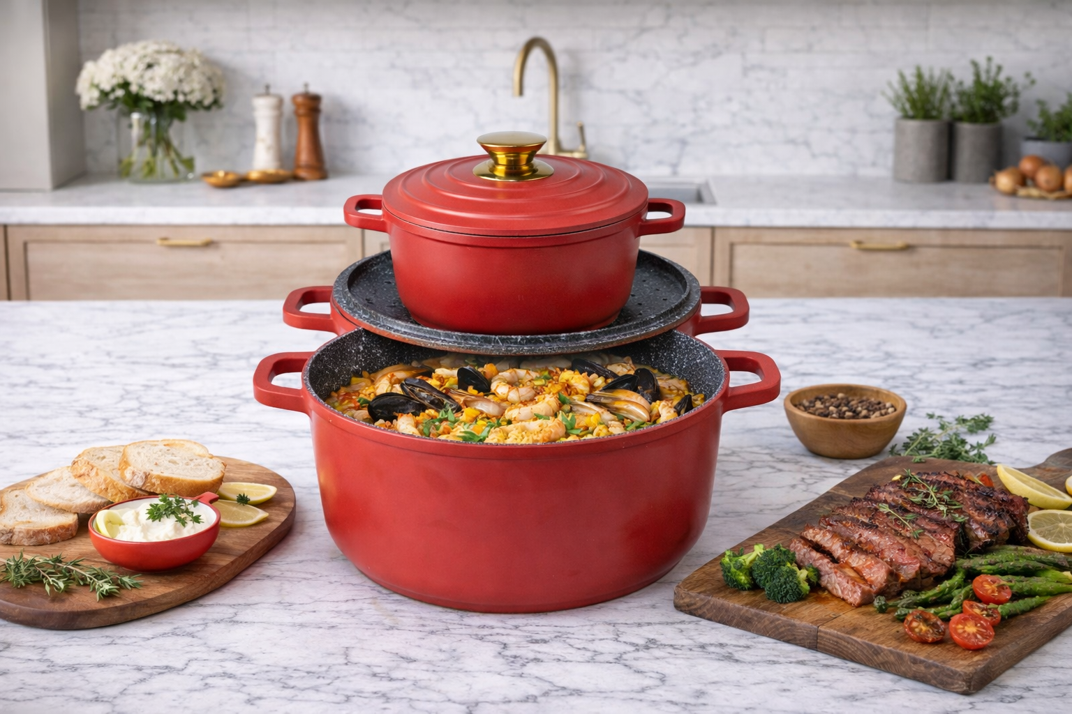 Donnor Die-Cast Non-Stick Coating 6 Layers protection Cookware Set - Image 4