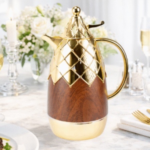 The Dallati Luxury Gold & Wood vacuum flask
