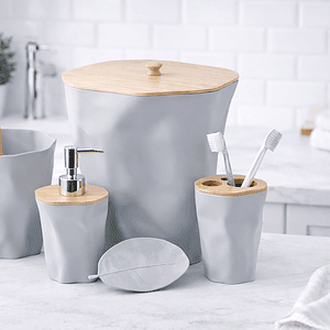 6-Piece  Bamboo Bathroom Accessories Set