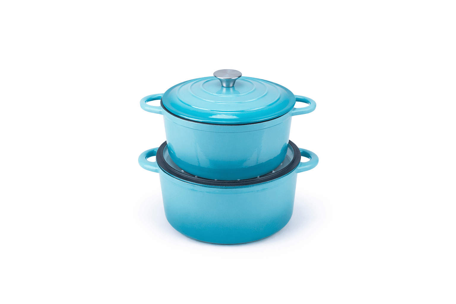 5pcs Turquoise Cast Iron Enamel Luxury Pot Set - Image 7