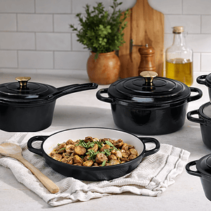 6pcs Vimigo Glossy Dutch Oven Enameled Set with Brass Knub