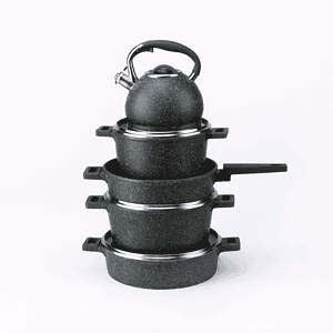 Durable Granite Cookware Set with Whistling Kettle (6-Piece)