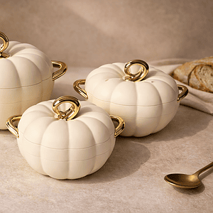 Elegant Pumpkin-Shaped Casserole 3 Piece Set with 6-Hours Long Lasting Heat Retainer