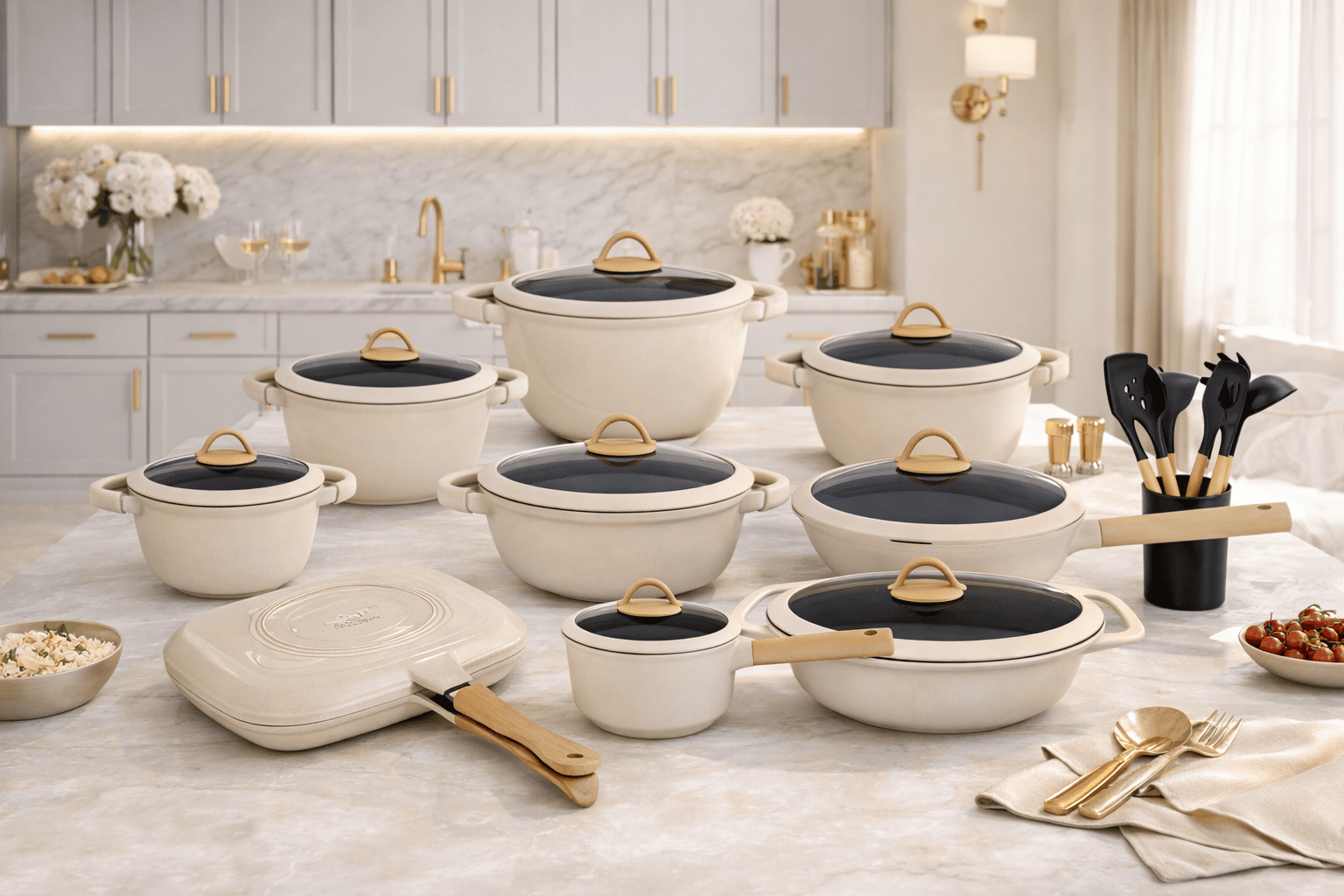 Luxury 35pcs-10in1 Nonstick Granite Cookware Set - Image 7