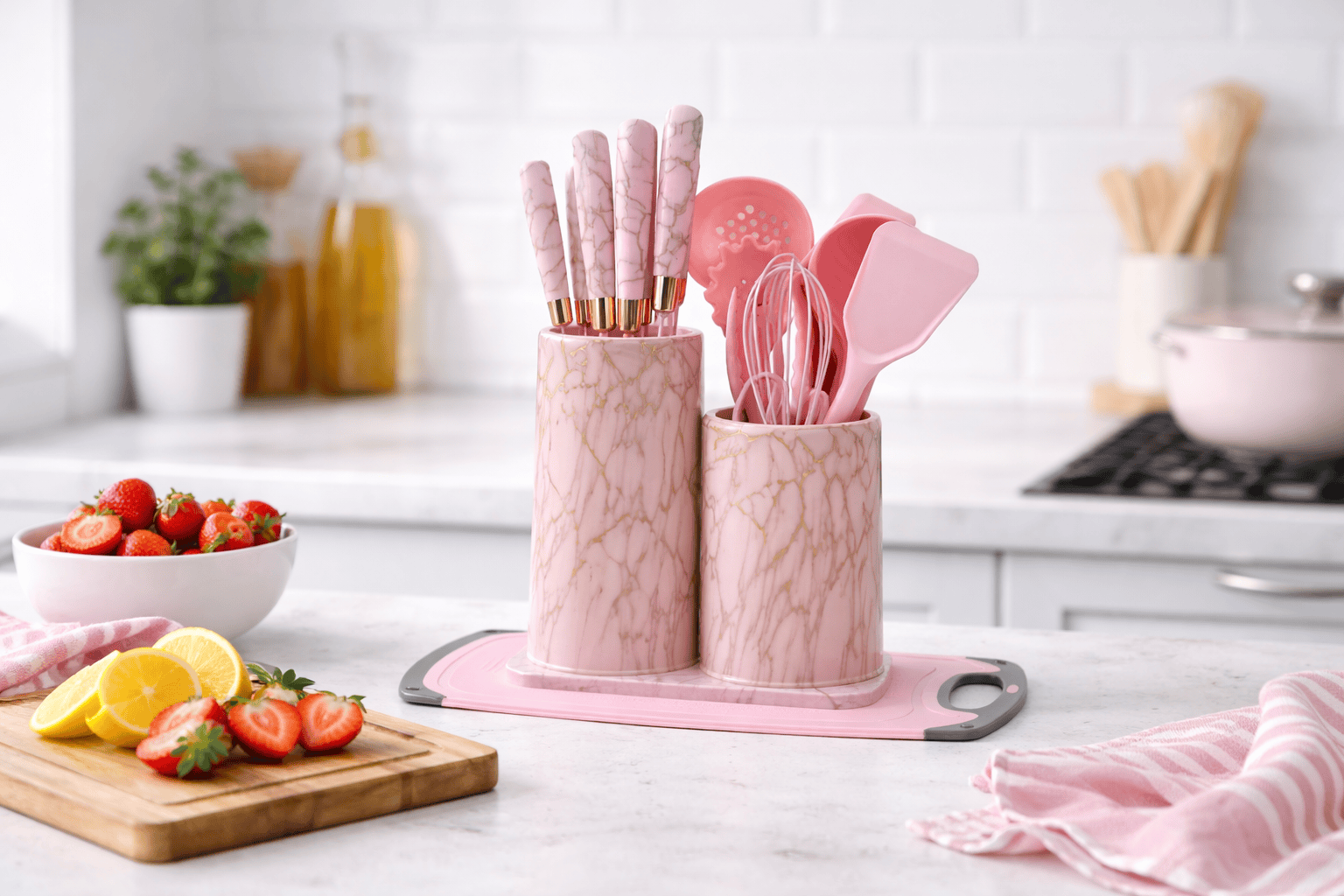 Modern Marble Finish Kitchenware Set