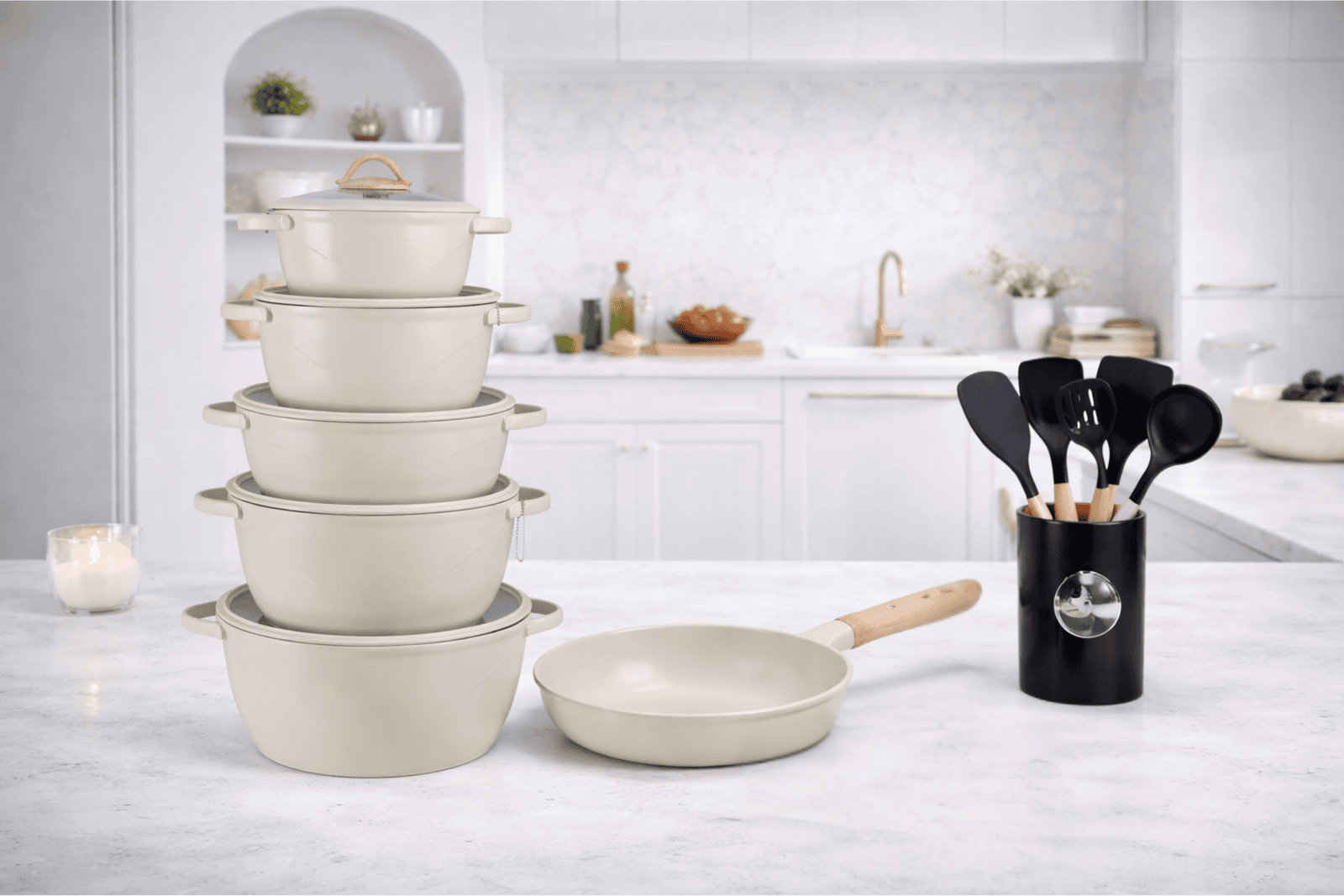 Luxury 35pcs-10in1 Nonstick Granite Cookware Set - Image 4