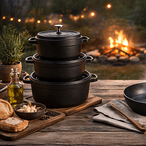 4 in 1 cookware set with Aluminium lid