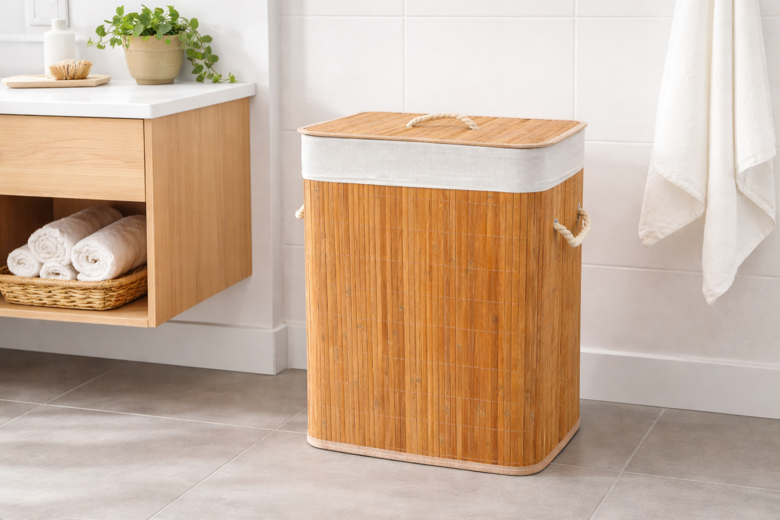 Household Bamboo Folding Laundry Basket - Image 2