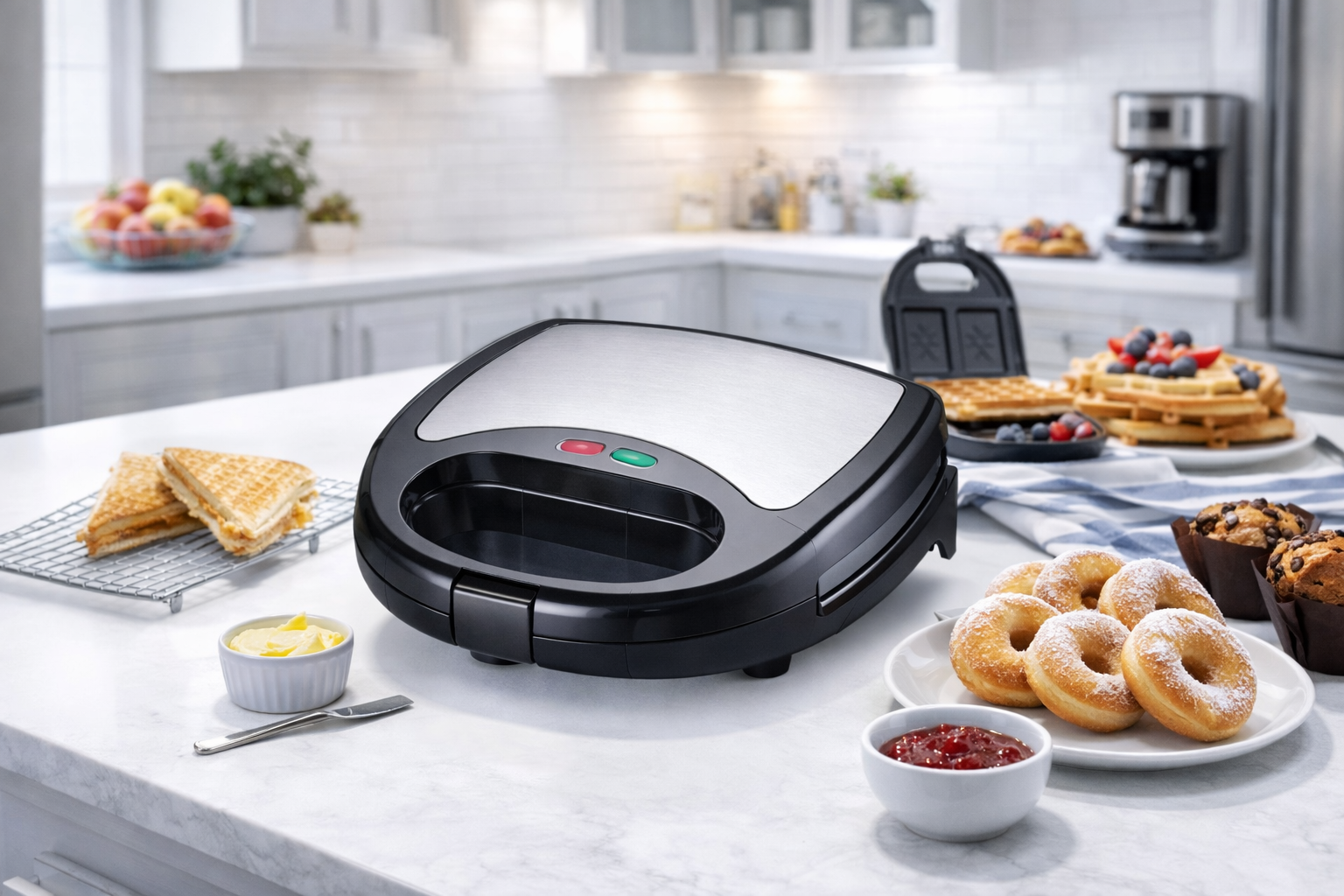 6in1 Mini Electric Sandwich, toaster & Waffle Maker - Image 2