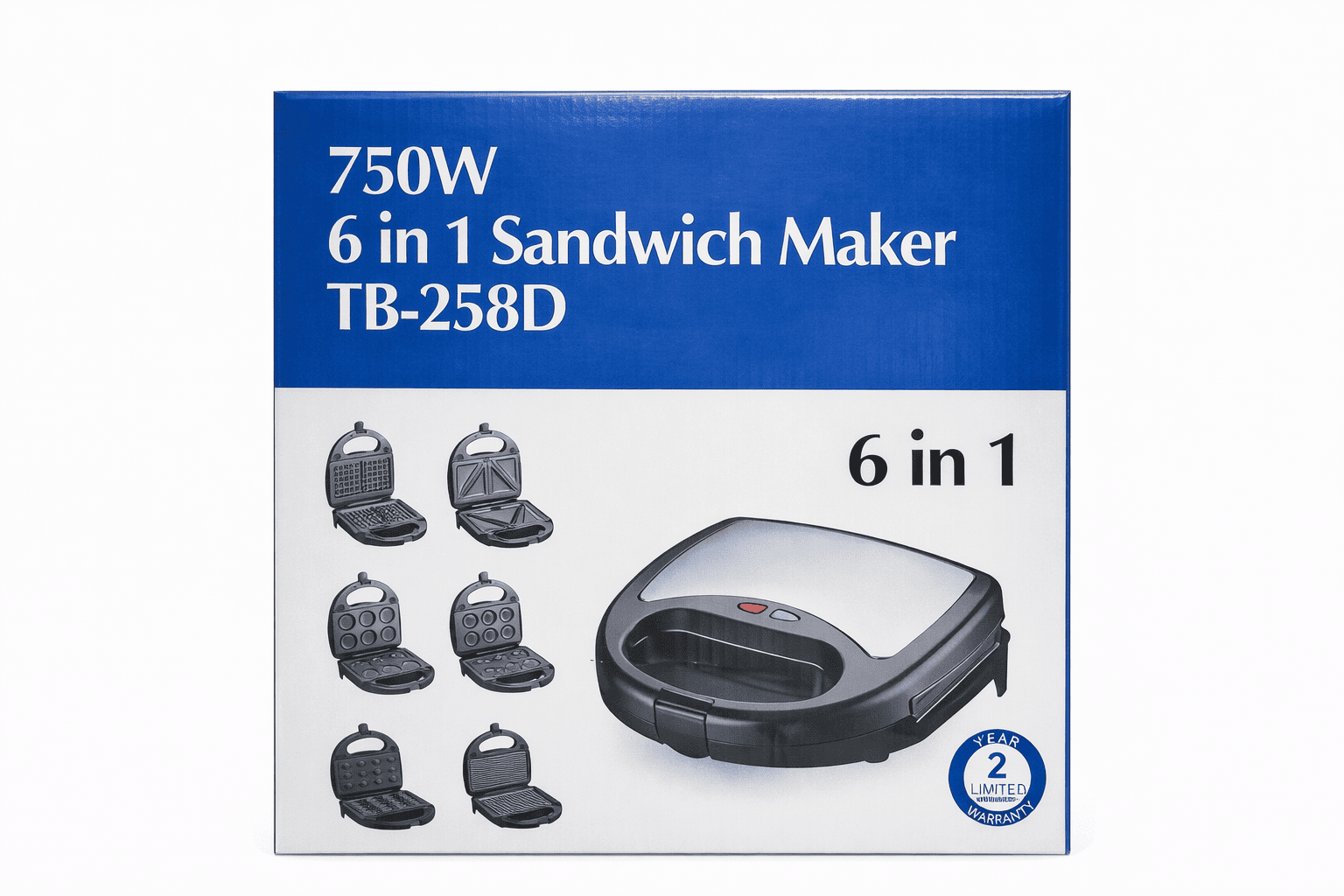 6in1 Mini Electric Sandwich, toaster & Waffle Maker - Image 3