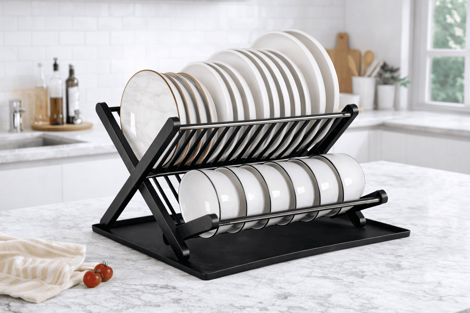 Foldable Stainless Steel Kitchen Dish Drying Rack - Image 3
