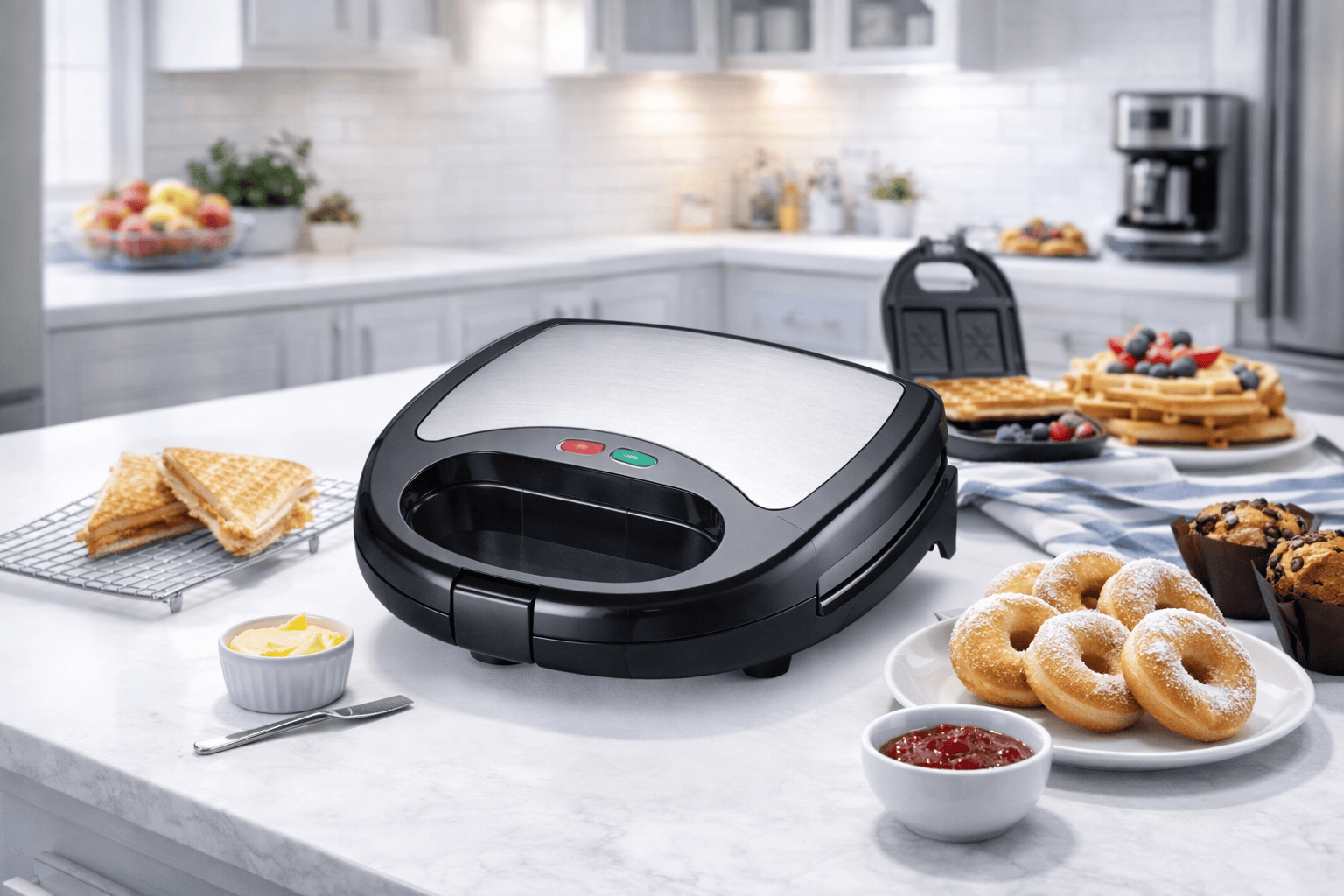 6in1 Mini Electric Sandwich, toaster & Waffle Maker - Image 2