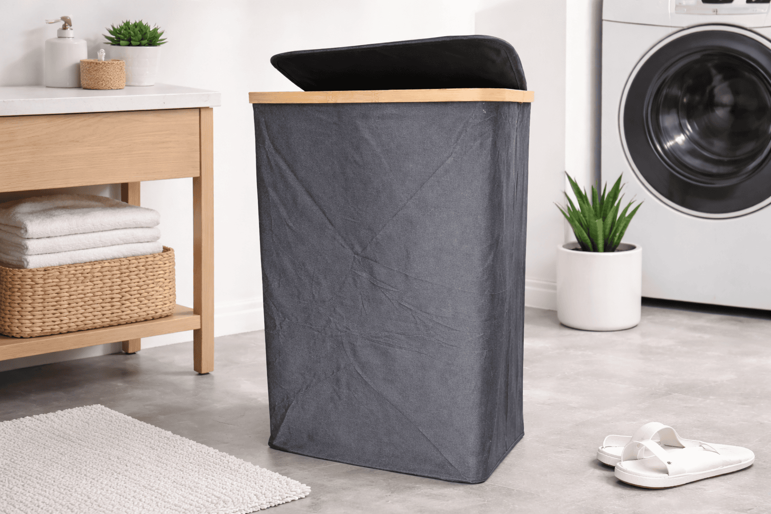 Large Foldable 100l Laundry Basket With Lid - Image 2