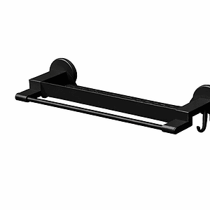 Towel Rack with Shelf and Hooks - Rustproof Aluminum Bathroom Organizer - Wall Mounted Storage for Shampoo & Towels