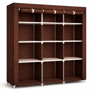 3-Column Portable Wardrobe Closet – Heavy-Duty Fabric Clothes Organizer with 8 Storage Shelves & Dual Hanging Rods